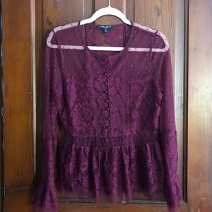 Romeo & Juliet Couture Red Lace Blouse from Buckle